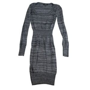 Le Chateau Gray Marled Knit Long Sleeve Bodycon Dress Wool Blend Small